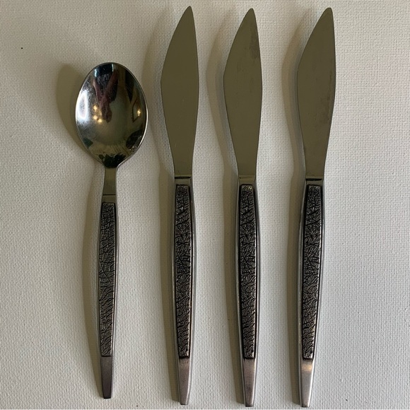 Vintage Arthur Salm AS Japan Stainless Dinner Knives Knife & Spoon Set MCM ASF3 - Picture 2 of 8